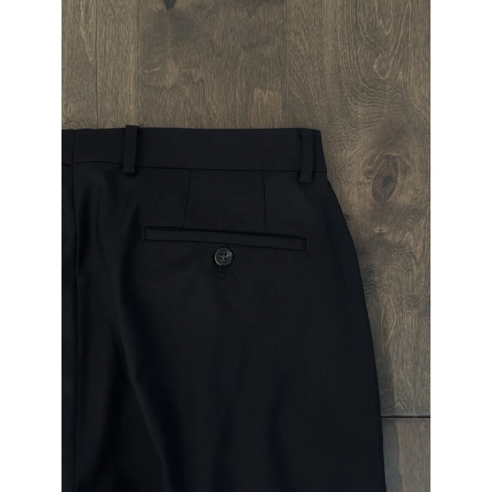 Ralph Lauren Navy Blue Stretch Flat Front Dress Pants Mens Size 33X32 Wool Blend